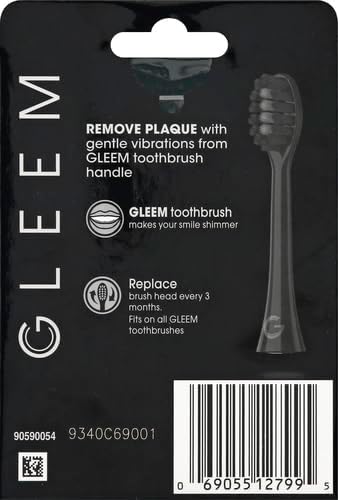 GLEEM Toothbrush Replacement Brush Heads Refill,Black,2 Count (Pack of 2)