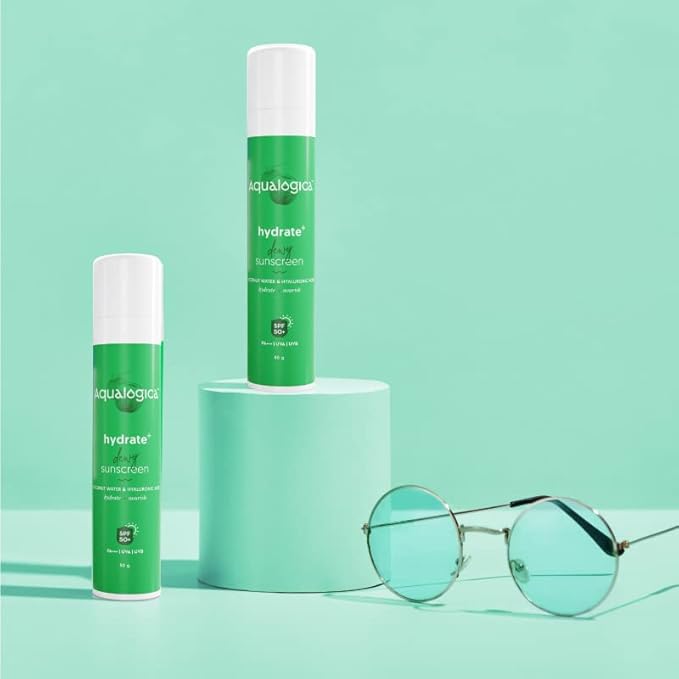 Aqualogica Hydrate+ Hyaluronic Acid SPF 50 Sunscreen with PA+++ for UVA/B & Blue Light Protection | Device Screen Light & Sun Damage Protector | Fragrance Free | 1.76 Oz/50 g