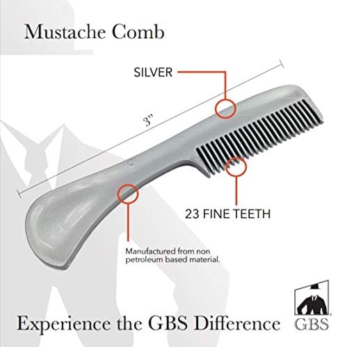 G.B.S Ultimate & Unbreakable Men's Grooming Comb for Beards and Mustaches - Fine-Toothed Saw-Cut Metallic Gray Comb, Small Pocket Size (3 Pack)