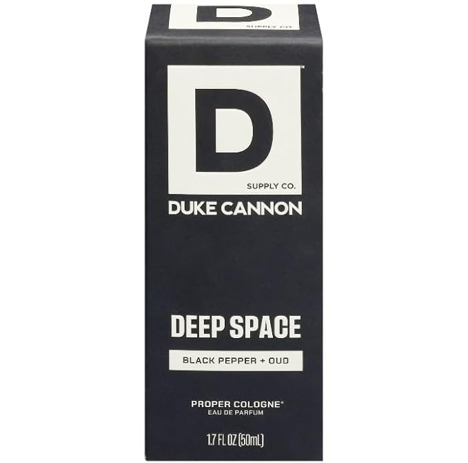 Duke Cannon Proper Cologne for Men - Men's Eau de Parfum - Fragrance for Lasting Wear - Essential Oils - Black Pepper & Oud - Deep Space, 1.7 fl oz