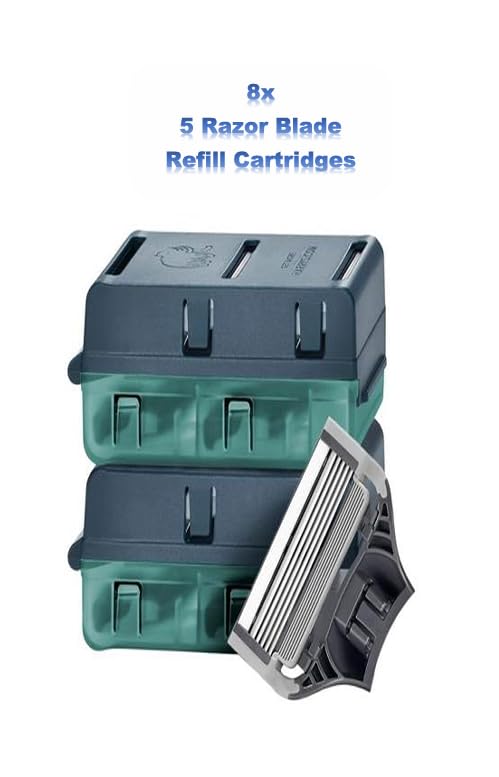 Men's Razor Blade Refills, 8 Count, Sharper 5-Blade, For Close and Comfortable Shaves