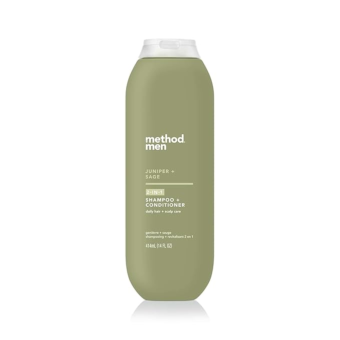 Method Men 2-in-1 Shampoo and Conditioner, Juniper + Sage - Cleans and Conditions in One Step with a Herbaceous Scent - Sulfate free, Paraben free, and Silicone Free - 14 Fl Oz, Pack of 1