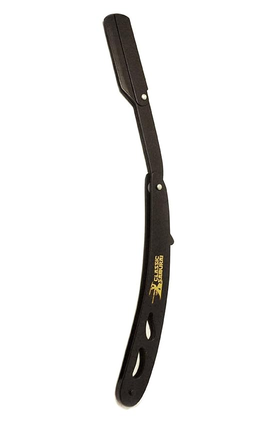 CS-102 Stainless Steel Professional Barber Straight Edge Shavette Cut Throat Razor (Matte Black + 100 Lord Blades)