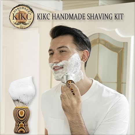 Hand Crafted Shaving Brush for Vegans, Synthetic Hair Bristle for Wet Shave, Comfortable Handle, Suitable for Leg Shaving