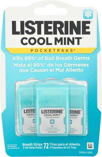 Listerine Pocketpaks Breath Strips, Cool Mint, 72 Count (Pack of 2)