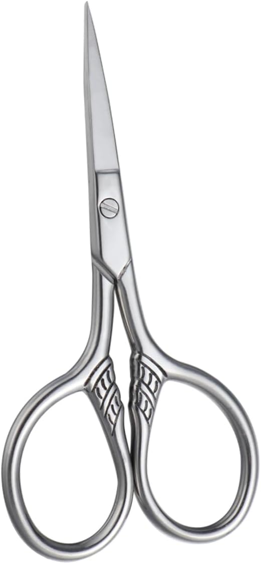 FRCOLOR Stainless Steel Beard Shears for Men Durable Mustache Scissors Precision Facial Hair Trimming Grooming Tool with Rust Resistant Silver