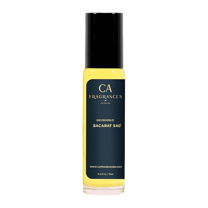 CA Fragrances Impression of Bacarat Rouge 540 Perfume Oil, Pure Body Fragrance Oil for Women and Men Alcohol Free, Long-Lasting Scent 10ml Roll-On Travel Size