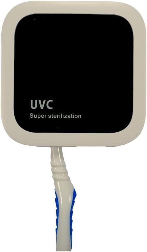FOURJ New Model Portable & Stationary UV Toothbrush CASE Holder Now with Heat and Fan FUNCTIONALITY for Any Type of Toothbrush Size, White