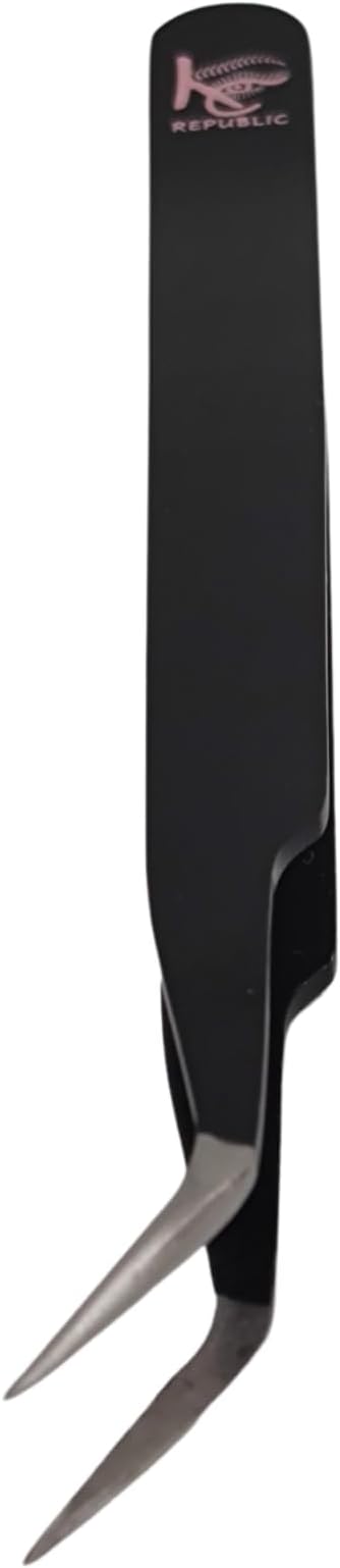 Black Curved Professional Tweezer Great For Eyebrow, Eyelash, Facial, Ear, Nose & Ingrown Hair Remover, Make Perfect Eyebrow Shapes (Black)