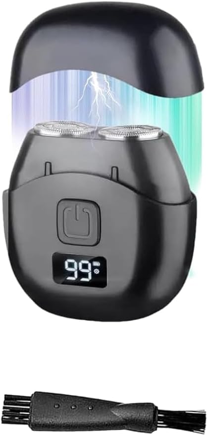 Electric Shvers for Men,Mini Electric Razor with Dual-Head, USB-C Quick Charge & Waterproof, LED Display Pocket Travel Shaver (Black)