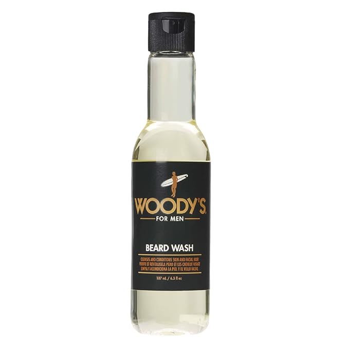 Woody's Beard Wash for Men - Beard Wash and Conditioner, Cleanses Facial Hair & Skin, Aloe Vera & Chamomile Scent, 6.3 fl oz