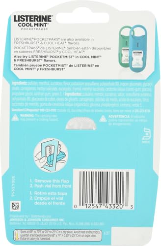 Listerine Pocketpaks Breath Strips, Cool Mint, 72 Count (Pack of 2)