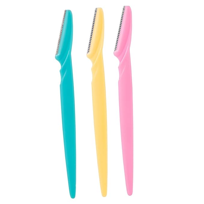 FOMIYES 24pcs Facial Razor Kit Stainless Steel Eyebrow Hair Trimmer Easy to Shape Lightweight Non-slip Grip Compact for Travel Beauty Tool Random Color