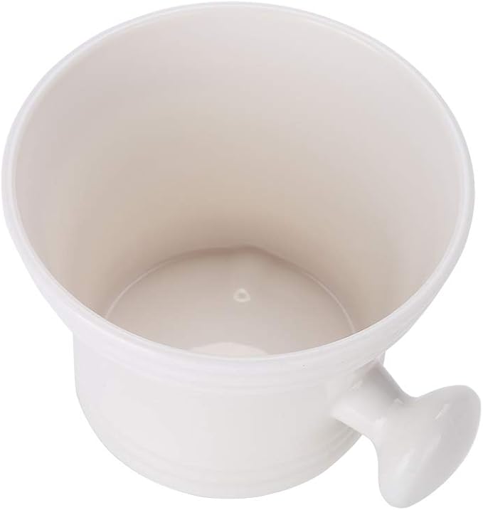 Brrnoo Shaving Bowl, Shaving Soap Bowl For Men Heat Insulation Smooth Shaving Bowl, Mug with Knob Handle, ABS Shaving Soap Bowl Foam Shaving Soap Cream Bowl (White)