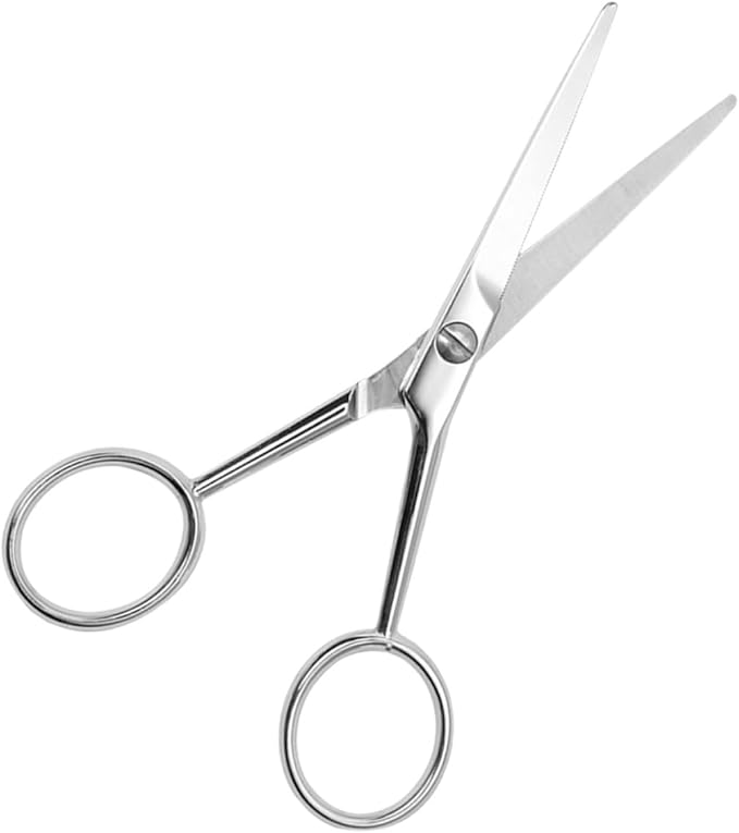 Luxshiny Stainless Steel Anti-slip Mustache Scissors with Toothed Blade for Precise Beard Grooming Hair Cutting Scissors for Men S Facial Hair Maintenance