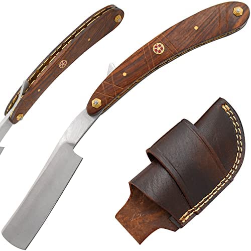 Straight Razor | Straight Edge-Razor Red Wood & Bone Handle- Sharp | High Hardness Stainless Steel Cutthroat Straight Edge Blade | Barber Razor (221)