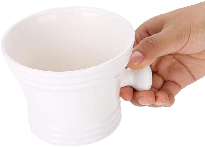 2 Colors Plastic Shaving Soap Bowl Foam Shaving Soap Cream Bowl with little handle Shaving Bowl for Men, Traditional Wet Shaving Factory Shaving Mug (White)