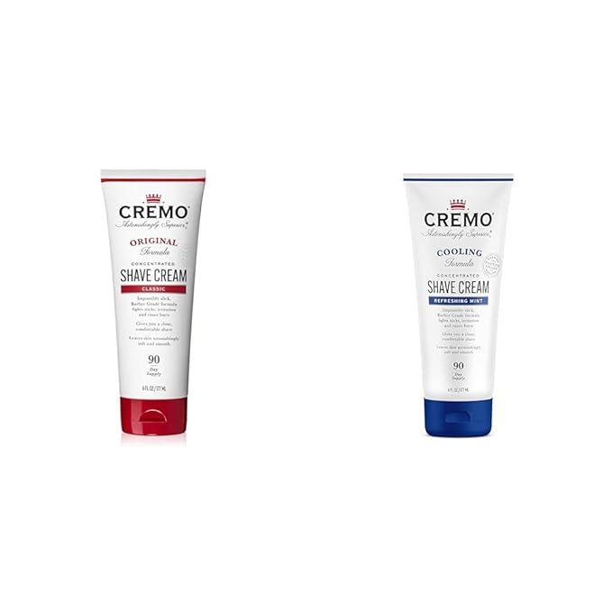 Cremo Barber Grade Original and Cooling Shave Cream, Astonishingly Superior Ultra-Slick Shaving Cream for Men, Fights Nicks, Cuts and Razor Burn, 6 Fl Oz, 2 Pack