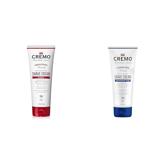 Cremo Barber Grade Original and Cooling Shave Cream, Astonishingly Superior Ultra-Slick Shaving Cream for Men, Fights Nicks, Cuts and Razor Burn, 6 Fl Oz, 2 Pack