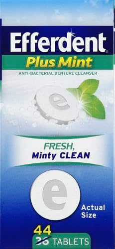 Efferdent Denture Cleaner Tablets – Dental Appliances, Aligners, Mouth Guard, and Retainer Cleaner Tablets, Minty Fresh & Clean, 44 Count (Pack of 6)