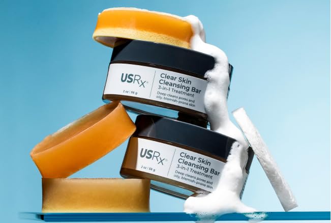 Urban Skin Rx® Clear Skin 3-in-1 Daily Treatment Cleansing Bar, Exfoliator + Clarifying Mask, Reduces Excess Oil, Clears Clogged Pores, Improves Appearance of Blemishes & Prevents Breakouts, 2.0 Oz
