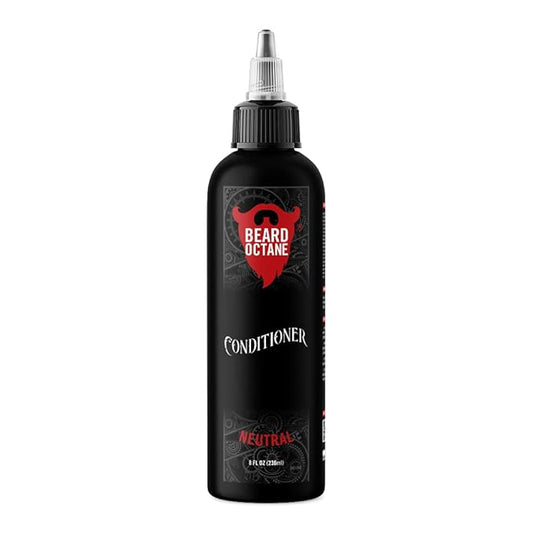 Beard Octane: Neutral Beard Conditioner w/Biotin & Provitamin B5-8 oz - Repair & Soften Damaged Beard Hair - Contains Argan Oil & Aloe Vera - Made in USA - Stocking Stuffer Gift For Men Dad