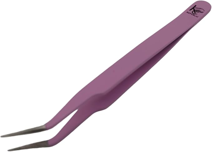 Violet Curved Professional Tweezer Great For Eyebrow, Eyelash, Facial, Ear, Nose & Ingrown Hair Remover Treatment. Make Perfect Eyebrow Shapes (Violet)