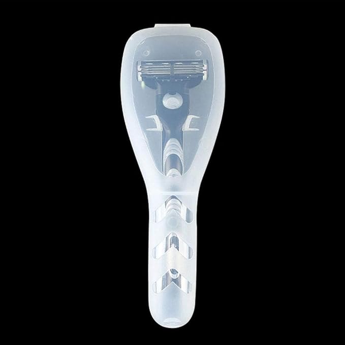 2Pcs Clear Travel Razor Case - Portable Shaver Protector for Men, Universal Fit Manual and Electric Shavers, Transparent Compact Organizer with Locking Clips, Toiletry Bag Storage Accessories