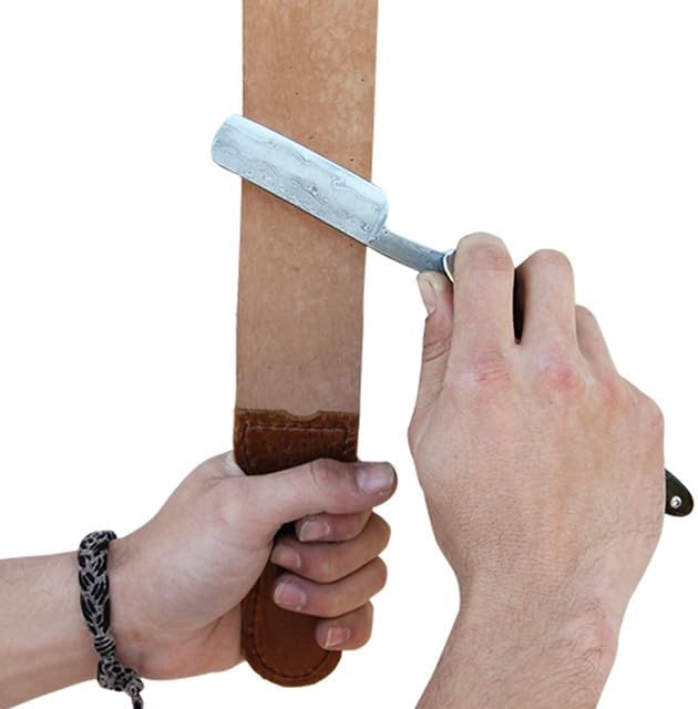 Armory Replicas™ 23-Inch Handmade Leather Razor Strop - 100% Genuine Leather with Suede & Smooth Sides, Metal Hook for Secure Rotation, Ideal for Straight Razors, Professional Shaving Accessory