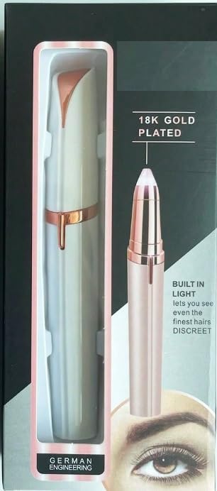 Eyebrow Trimmer for Women - Electric Eye Brow Razor Painless & Easy Clean for Eyebrows Face Nose Ear Hair Chin Lips Peach Fuzz Bikini Lines & Other Detailing - Battery Operated (White)