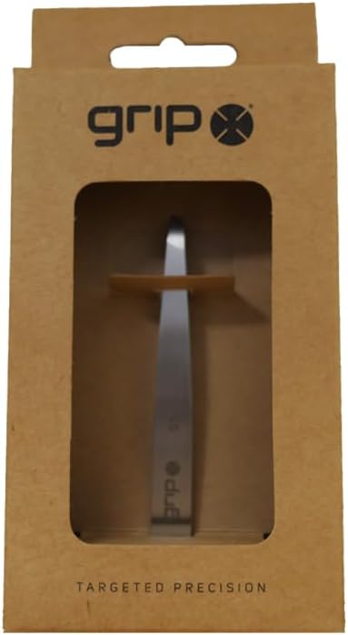 Grip Tweezer Slanted Tip Stainless Steel S1 – Precision Eyebrow Tweezer for Hair Removal – Professional Stainless Steel Tool with Aligned Slanted Tip for Clean Tweezing
