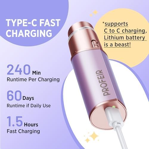 Profeir Facial Hair Removal for Women: Electric Razor for Smooth Skin Painless Trimmer Rechargeable Shaver for Upper Lip Peach Fuzz Chin Pocs Hair at Home Travel Gifts for Women(Purple)