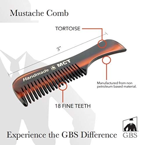 GENTS Mustache and Beard Styling Comb, pocket sized (Tortoise, Black, Grey, 3 Pack)