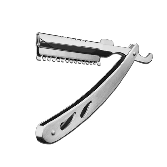 FRCOLOR Manual Razor Full Stainless Steel Vintage Not Include Blade Foldable Barber Razor Scraper Razor Beard Salon Haircut Tools for Men Use