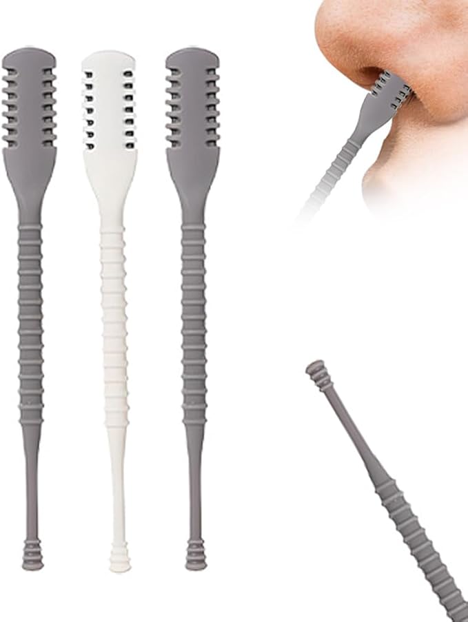 2-in-1 Nose Hair Trimmer, Portable Nostril Hair Remover Tool, 360° Rotating Nose Hair Trimmer with Ear Picker (3 PCS)
