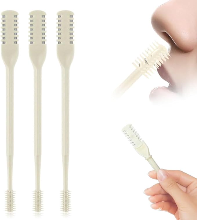 2-in-1 Nose Hair Trimmer, 2026 Upgrade Double Sided Nose Hair Knife Manual Nasal Hair Cutter for Women and Men (Cream, Pack 3)