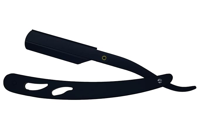 Stainless Steel Straight Edge Barber Shaving Razor Sicastar® Folding Straight Razor Single Edge Replaceable Blades fit for All of Double Edge Razor Blades (Black)