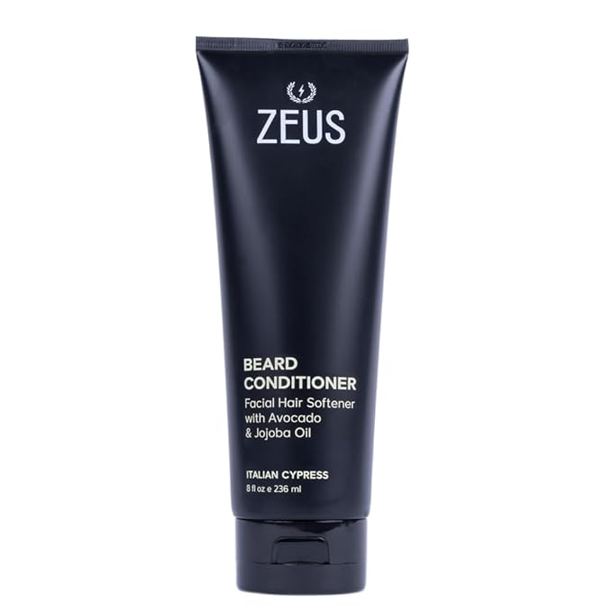 ZEUS Beard Conditioner for Men with Avocado, Jojoba Oil & Aloe Vera, Deep Cleansing Hydration for Softer Facial Hair (Made in USA) Italian Cypress