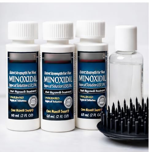 Men Hair Loss Regrowth Revitalizes Hair Follicles 5% Minoxidil Topical Solution 3 Months Supply Size 3 X 2 Fl. Oz (60 Ml) Original + Applicator Bottle Scalp Massager