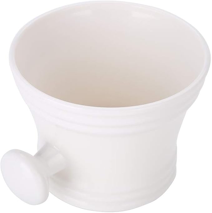 2 Colors Plastic Shaving Soap Bowl Foam Shaving Soap Cream Bowl with little handle Shaving Bowl for Men, Traditional Wet Shaving Factory Shaving Mug (White)