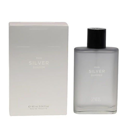 Zara Silver Summer Men's Perfume EDT Eau de Toilette 90ML (3.04 fl. oz) Fresh & Vibrant Scent with Citrus, Mint, Lavender & Cardamom Warm & Sophisticated Base of Sandalwood, Amber & Patchouli