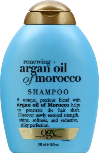 OGX Renewing +Cold-Pressed Argan Oil of Morocco Hydrating Hair Shampoo, Help Moisturize, Soften & Strengthen Hair, Paraben-Free with Sulfate-Free Surfactants, 13 fl oz (Pack of 2)