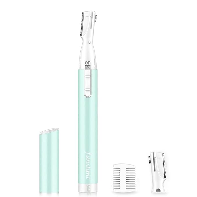Upgraded Eyebrow Trimmer, Precision Electric Eyebrow Razor for Women Battery-Operated Facial Hair Remover with Comb No Pulling Sensation Painless for Face Chin Neck, Upper-Lip, Peach-Fuzz