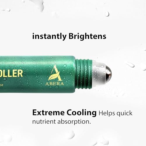 Abera Eye Roller & Essence for Men – Day & Night Treatment for Puffy Eyes & Dark Circles – Under Eye Bags Treatment with Cooling Mint Roller + Anti-Aging Serum