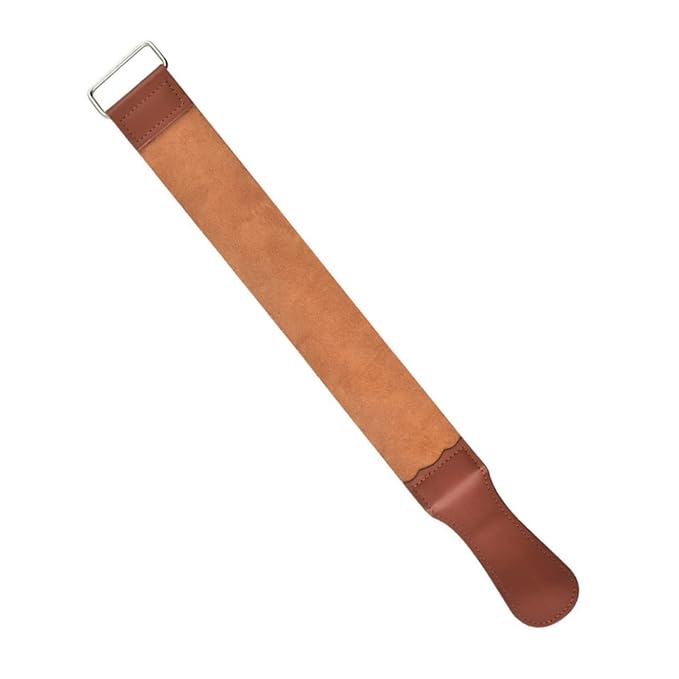 Straight Razor Strop Tool Double-sided Artificial Leather Sharpening Strap for Barbers Professional Razor Sharpening and Polishing Durable Easy to Use Brown