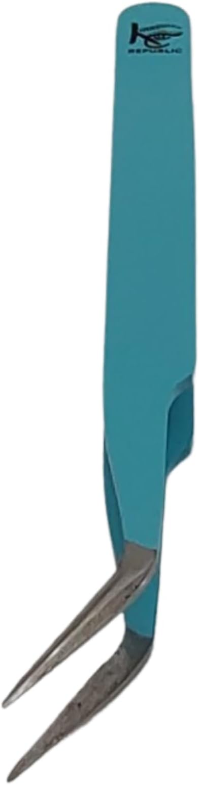 Blue Curved Professional Tweezer Great For Eyebrow, Eyelash, Facial, Ear, Nose & Ingrown Hair Remover Treatment. Make Perfect Eyebrow Shapes (Blue)
