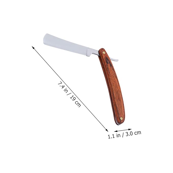 Beaupretty 2Pcs Straight Razor: Professional Barber Razor with Wooden Handle - Old Fashion Beard Trimming Cutter for Home Salon