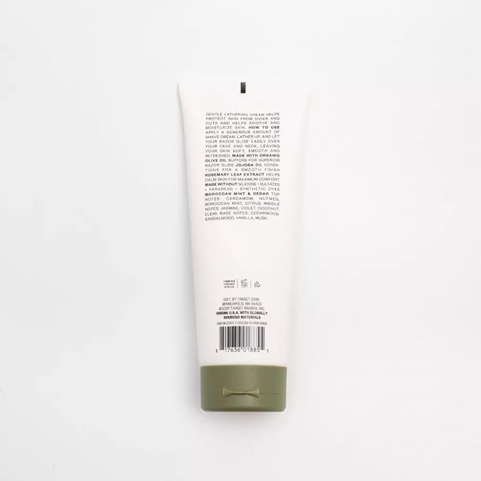 Goodfellow & Co Men’s Shave Cream 6.5 fl oz – Hydrating & Soothing Formula with Organic Olive Oil, Jojoba & Rosemary – Silicone, Sulfate & Paraben Free (Bundle of 2)