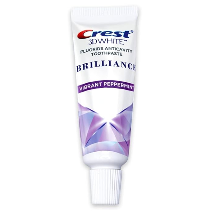 Crest 3D White Brilliance Toothpaste, Vibrant Peppermint, Travel Size 0.85 oz (24g) - Pack of 8