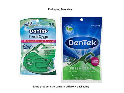 DenTek Fresh Clean Floss Picks,for Extra Tight Teeth,75 Count (Pack of 5)